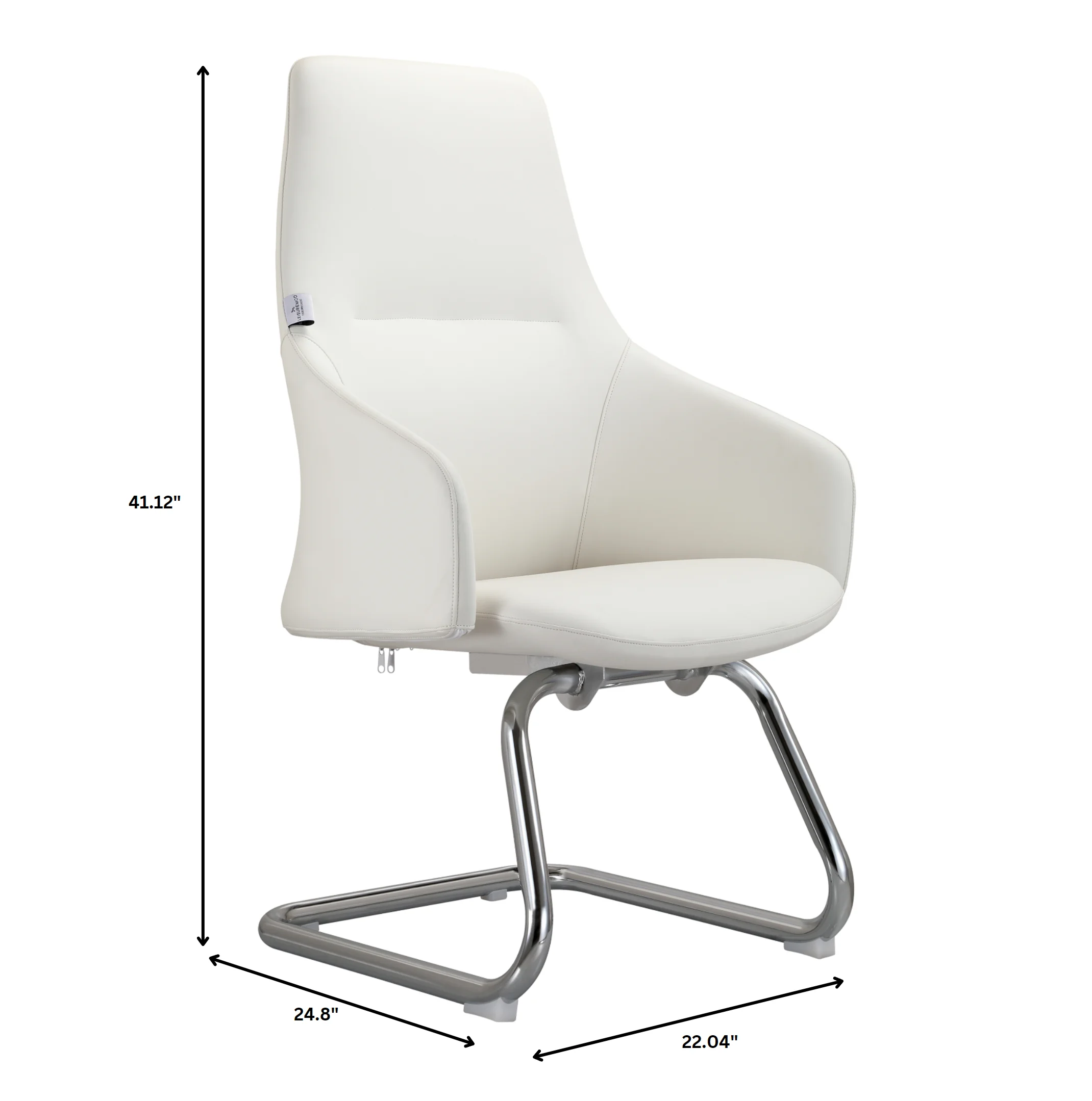 Celeste Series Guest Office Chair in White Leather