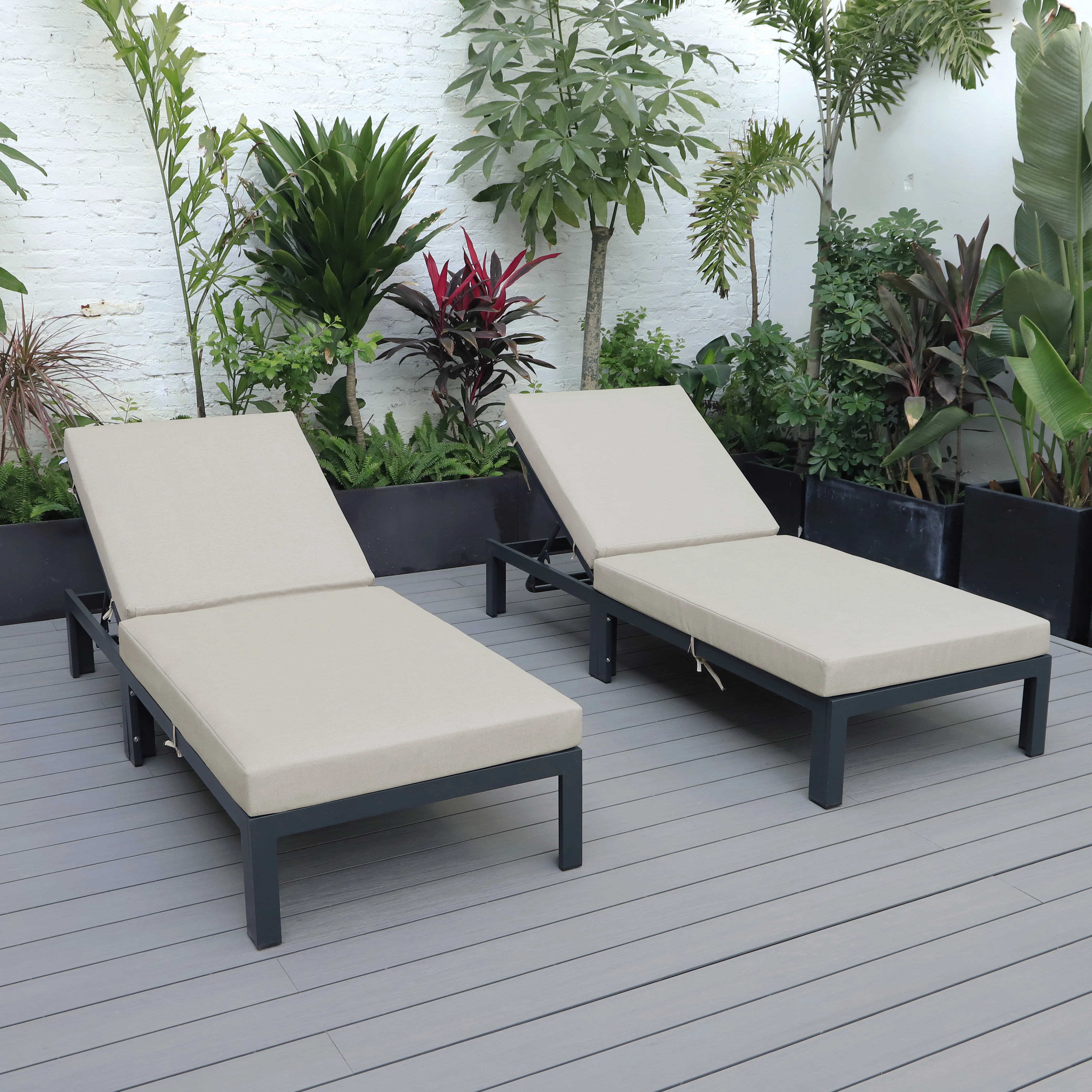 Chelsea Modern Outdoor Chaise Lounge Chair With Cushions Set of 2