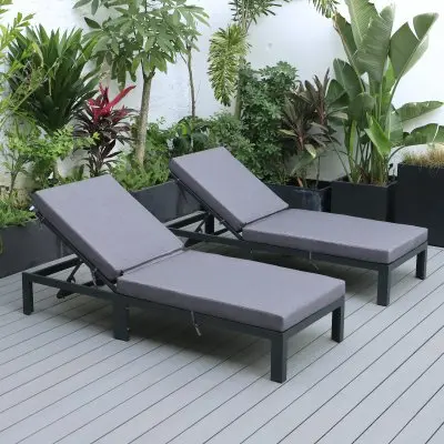 Chelsea Modern Outdoor Chaise Lounge Chair With Cushions Set of 2