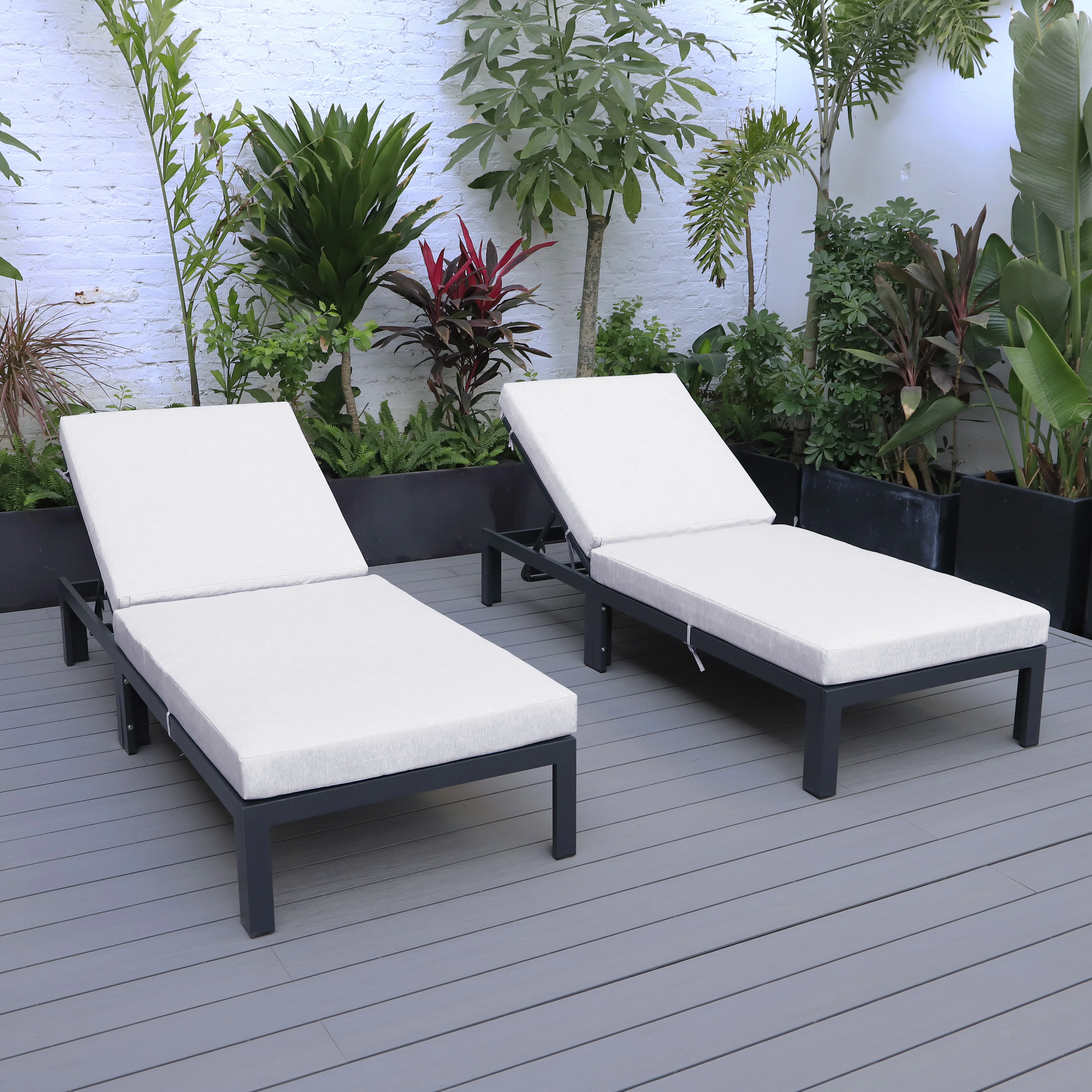 Chelsea Modern Outdoor Chaise Lounge Chair With Cushions Set of 2