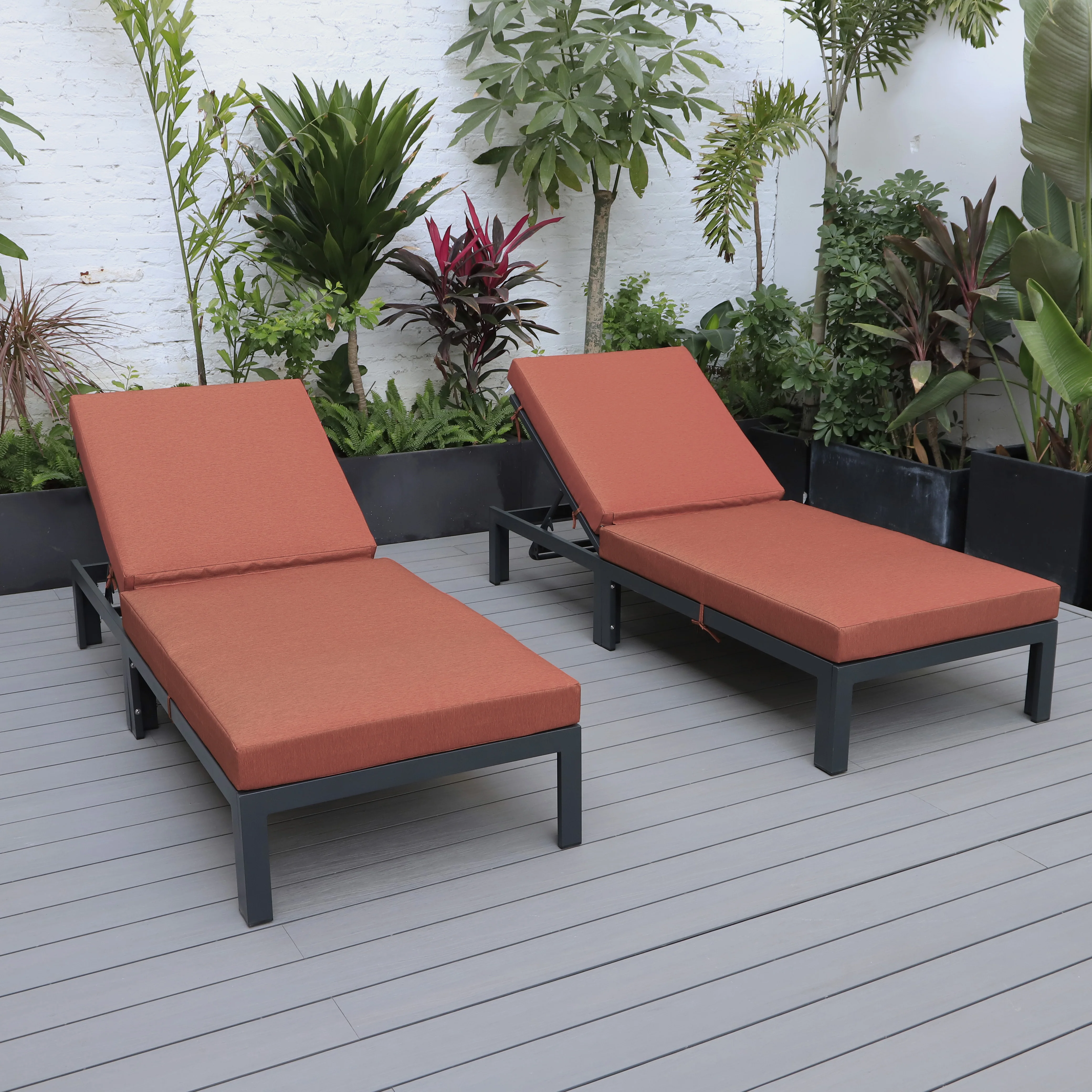 Chelsea Modern Outdoor Chaise Lounge Chair With Cushions Set of 2