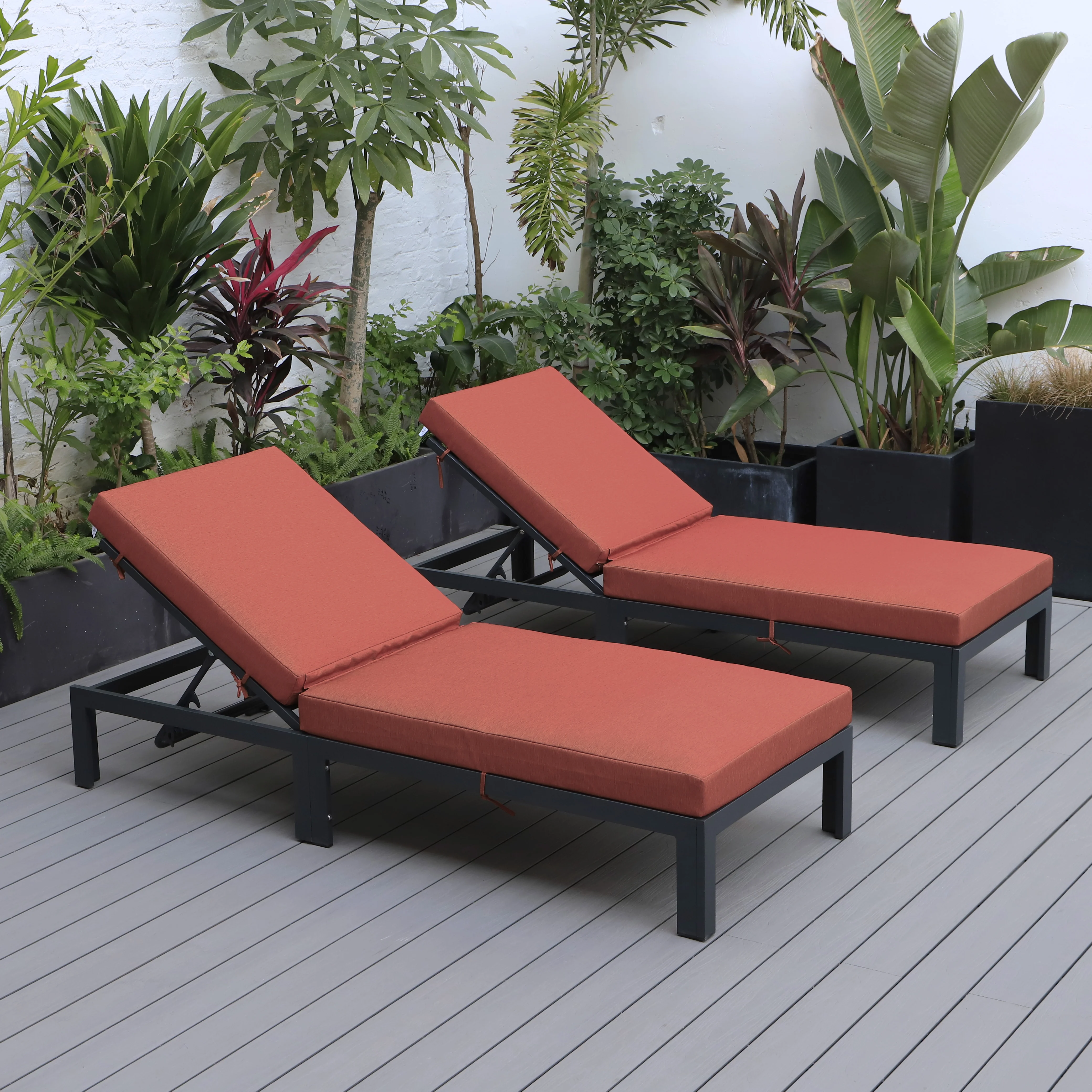 Chelsea Modern Outdoor Chaise Lounge Chair With Cushions Set of 2