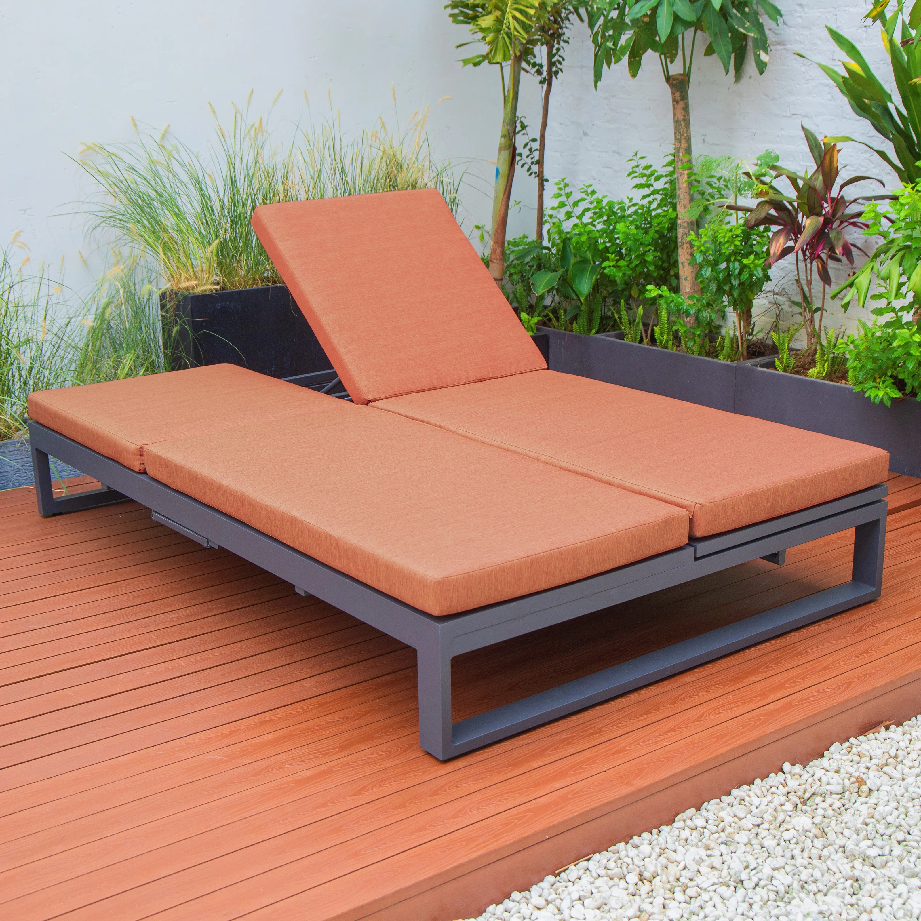 Chelsea Convertible Lounge Reclining Double Chaise With Cushions