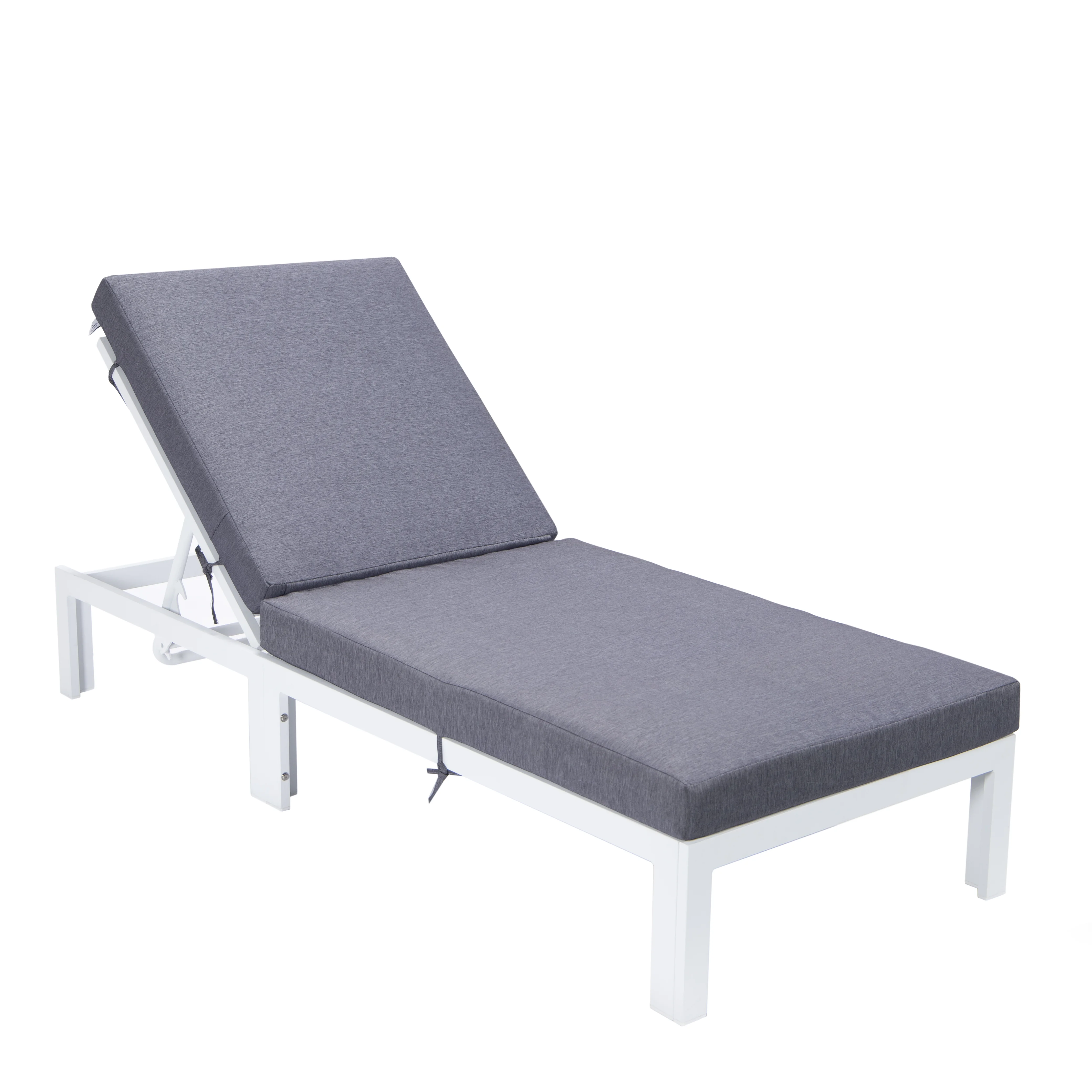 Chelsea Modern Outdoor White Chaise Lounge Chair With Cushions