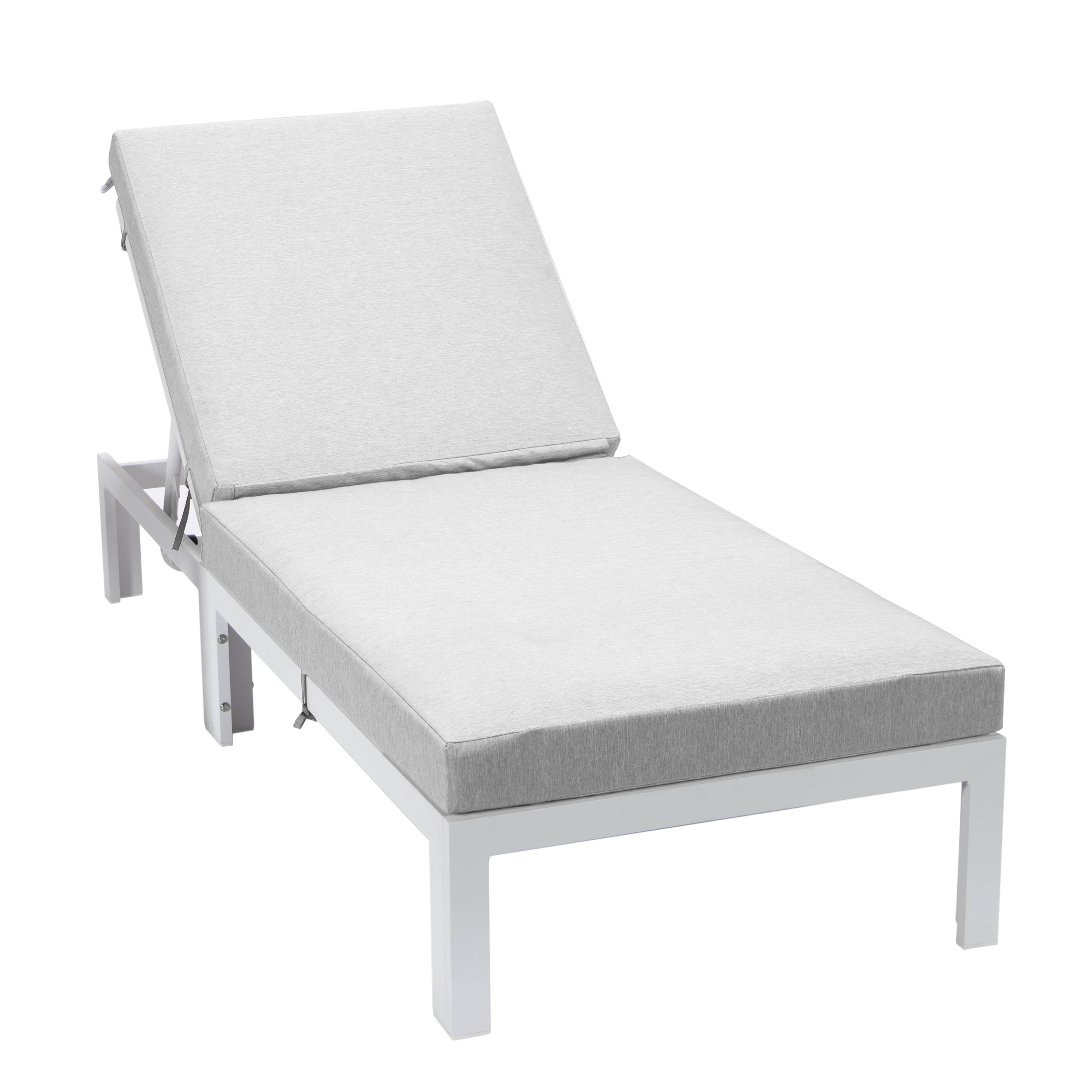 Chelsea Modern Outdoor White Chaise Lounge Chair With Cushions