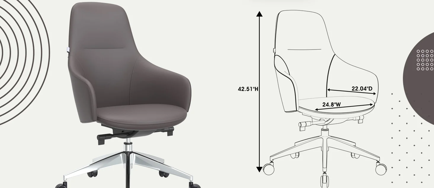 Celeste Series Office Chair in Grey Leather