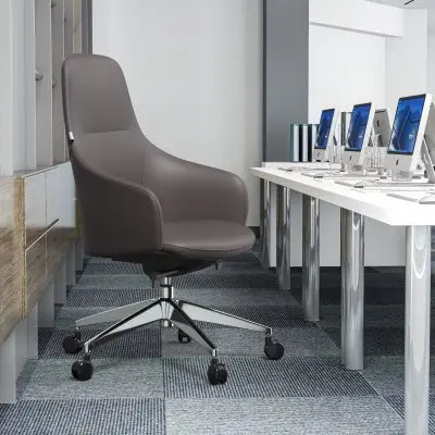 Celeste Series Office Chair in Grey Leather