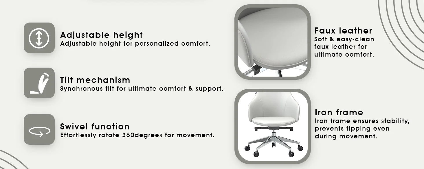 Celeste Series Office Chair in White Leather