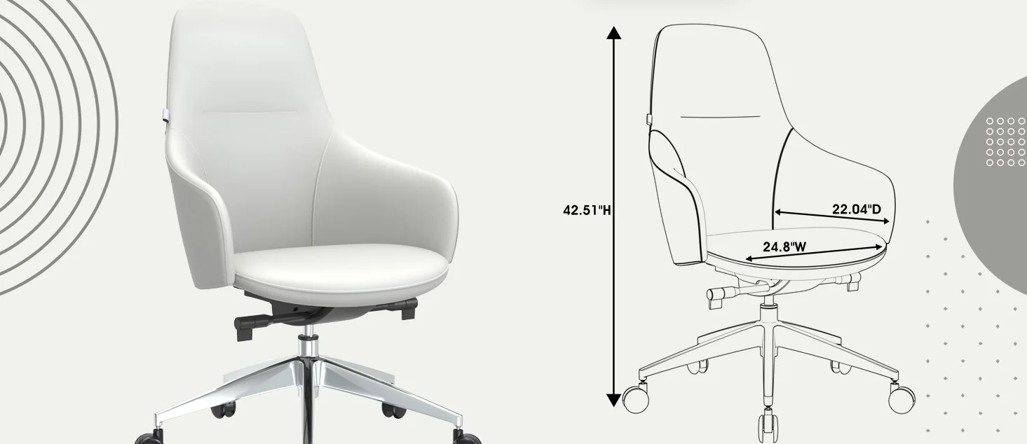Celeste Series Office Chair in White Leather