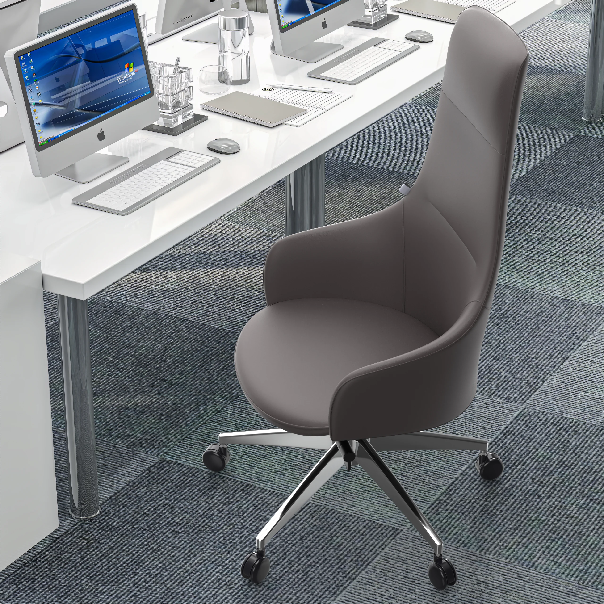 Celeste Series Tall Office Chair in Grey Leather