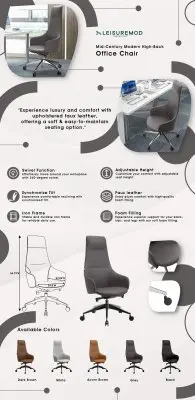 Celeste Series Tall Office Chair in Grey Leather