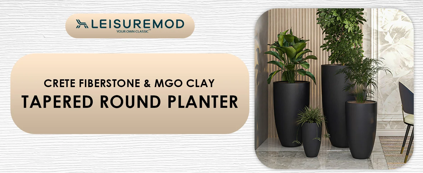 Crete Series Fiberstone Planter Set in Black