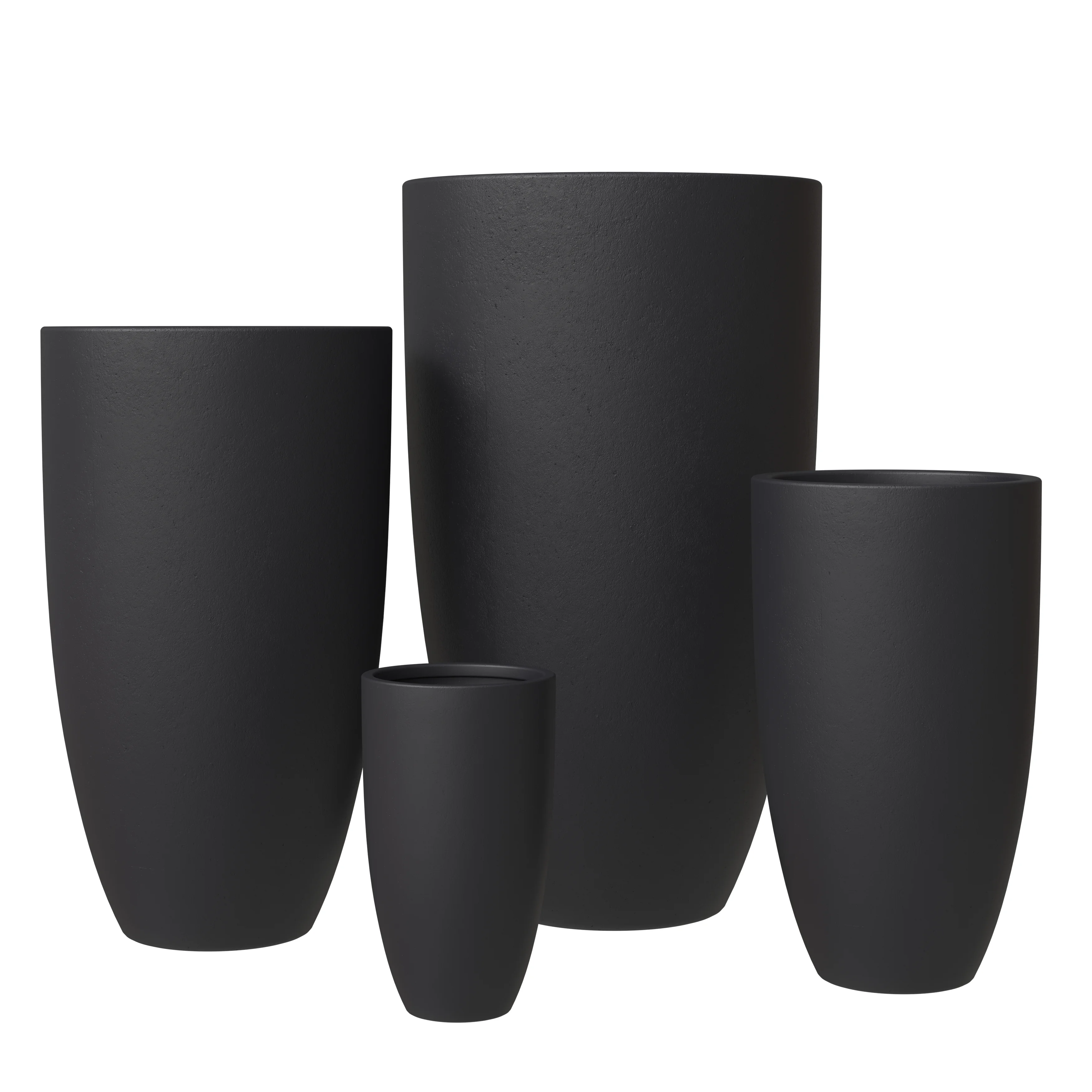 Crete Series Fiberstone Planter Set in Black