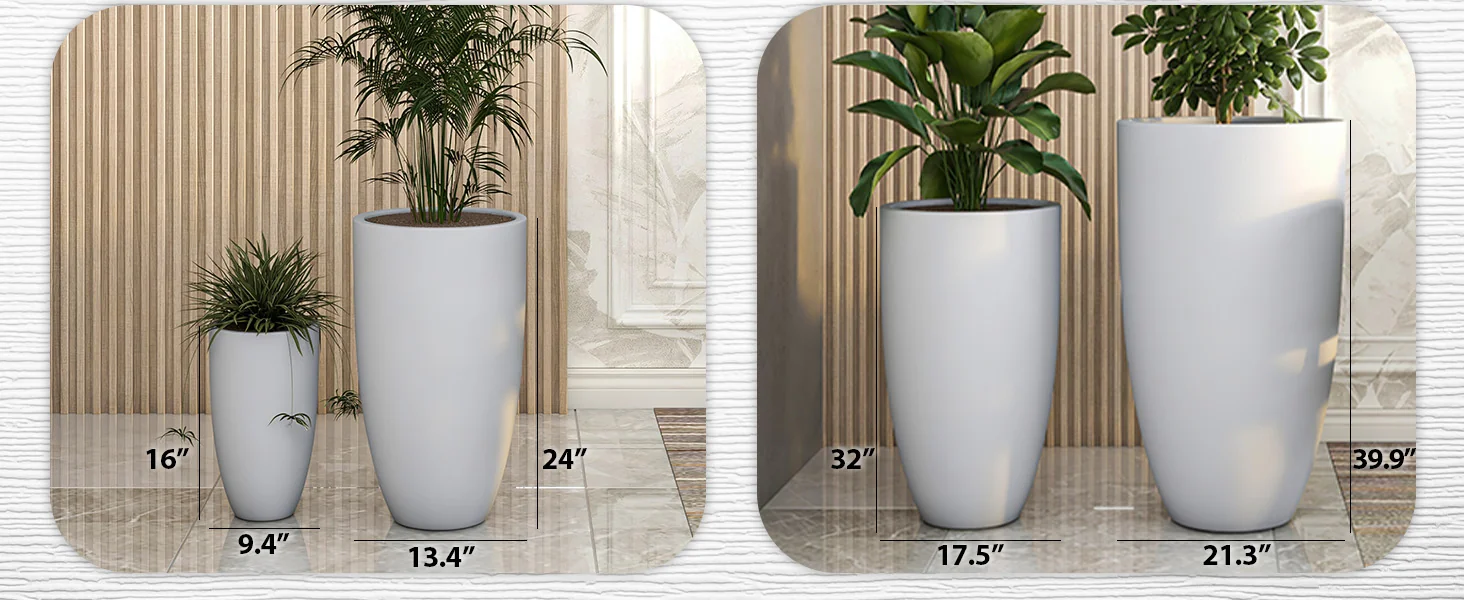 Crete Series Fiberstone Planter Set in Black