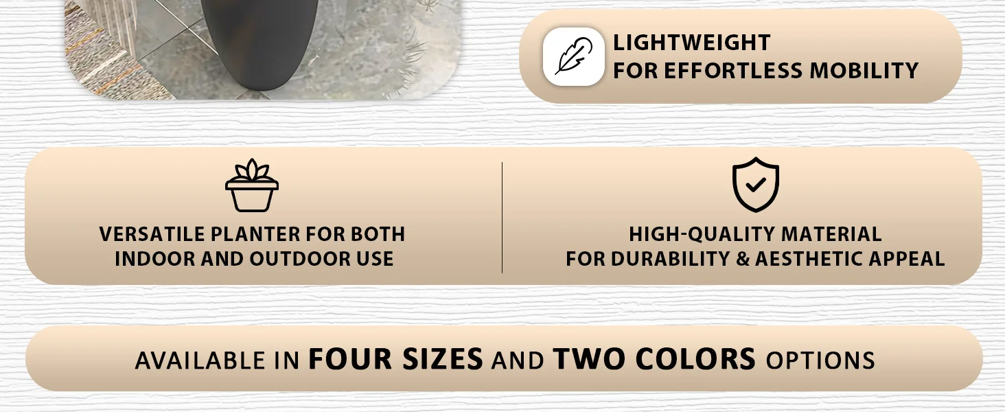 Crete Series Fiberstone Planter Set in Black