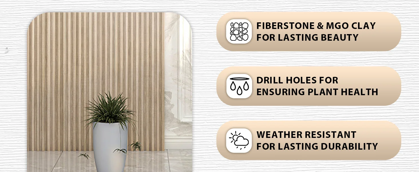 Crete Series Poly Stone Planter in Aged Concrete 9.5 Dia, 15.7 High