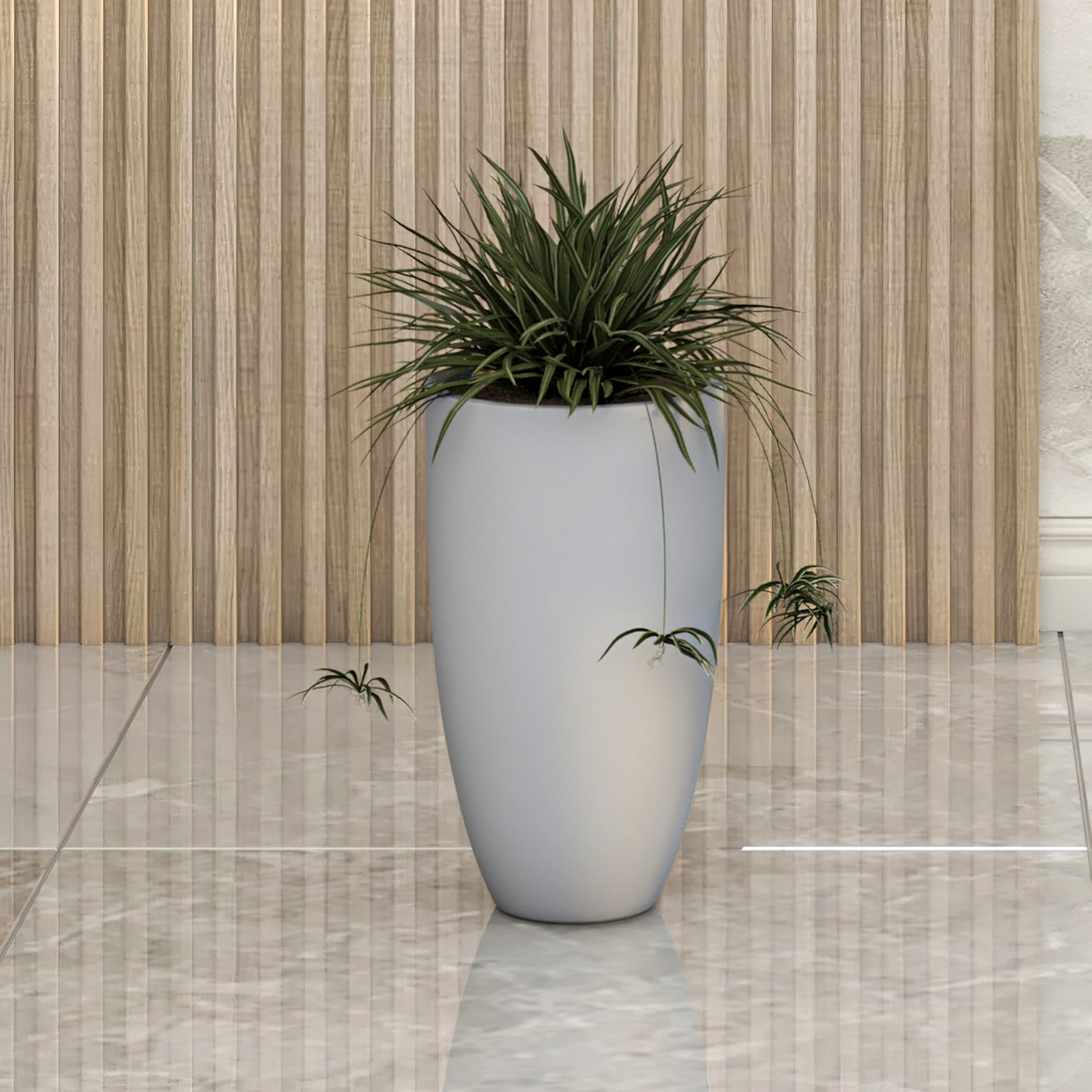 Crete Series Poly Stone Planter in Aged Concrete 9.5 Dia, 15.7 High