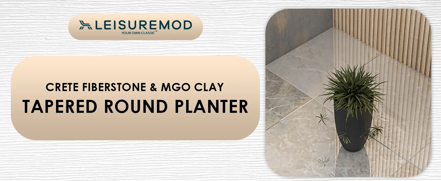 Crete Series Poly Stone Planter in Black 9.5 Dia, 15.7 High