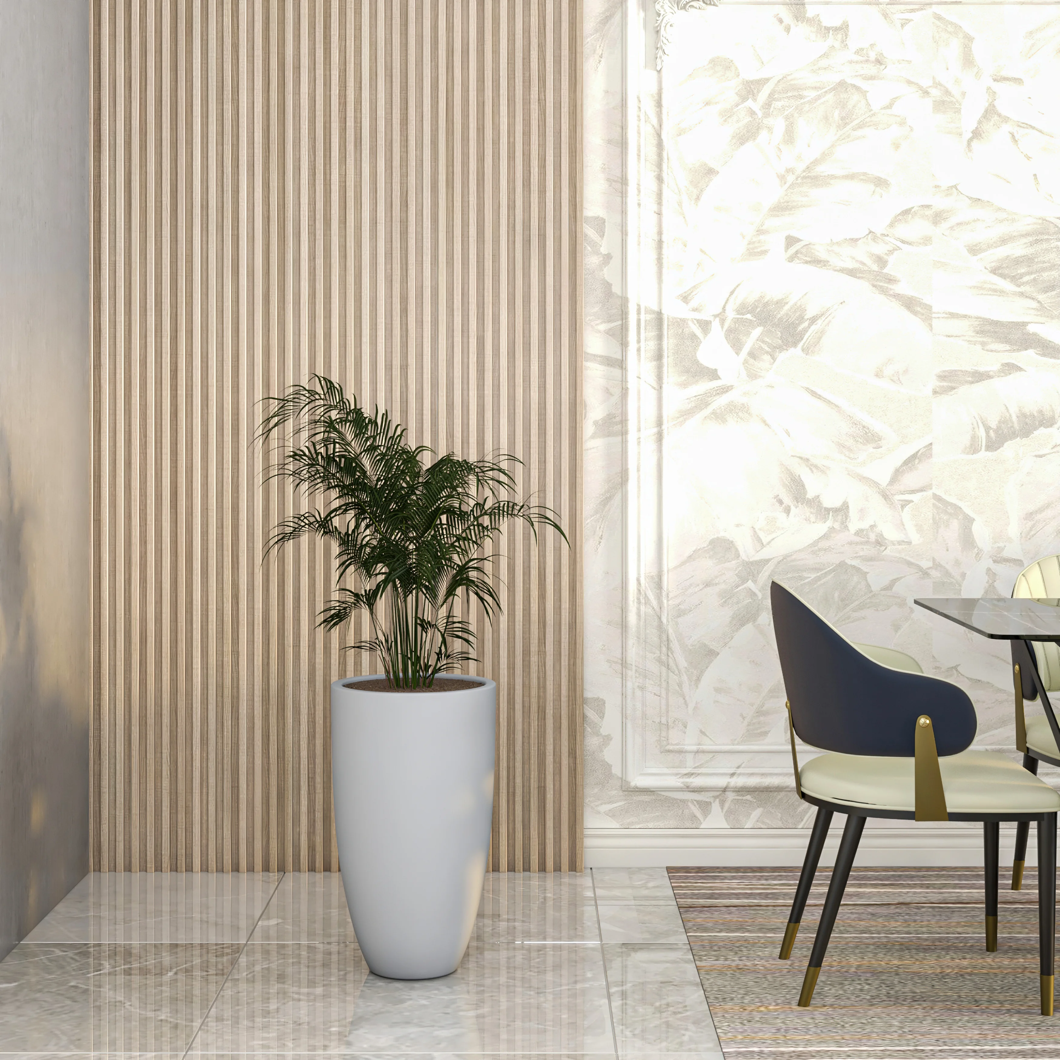 Crete Series Poly Stone Planter in Aged Concrete 13.4 Dia, 23.6 High