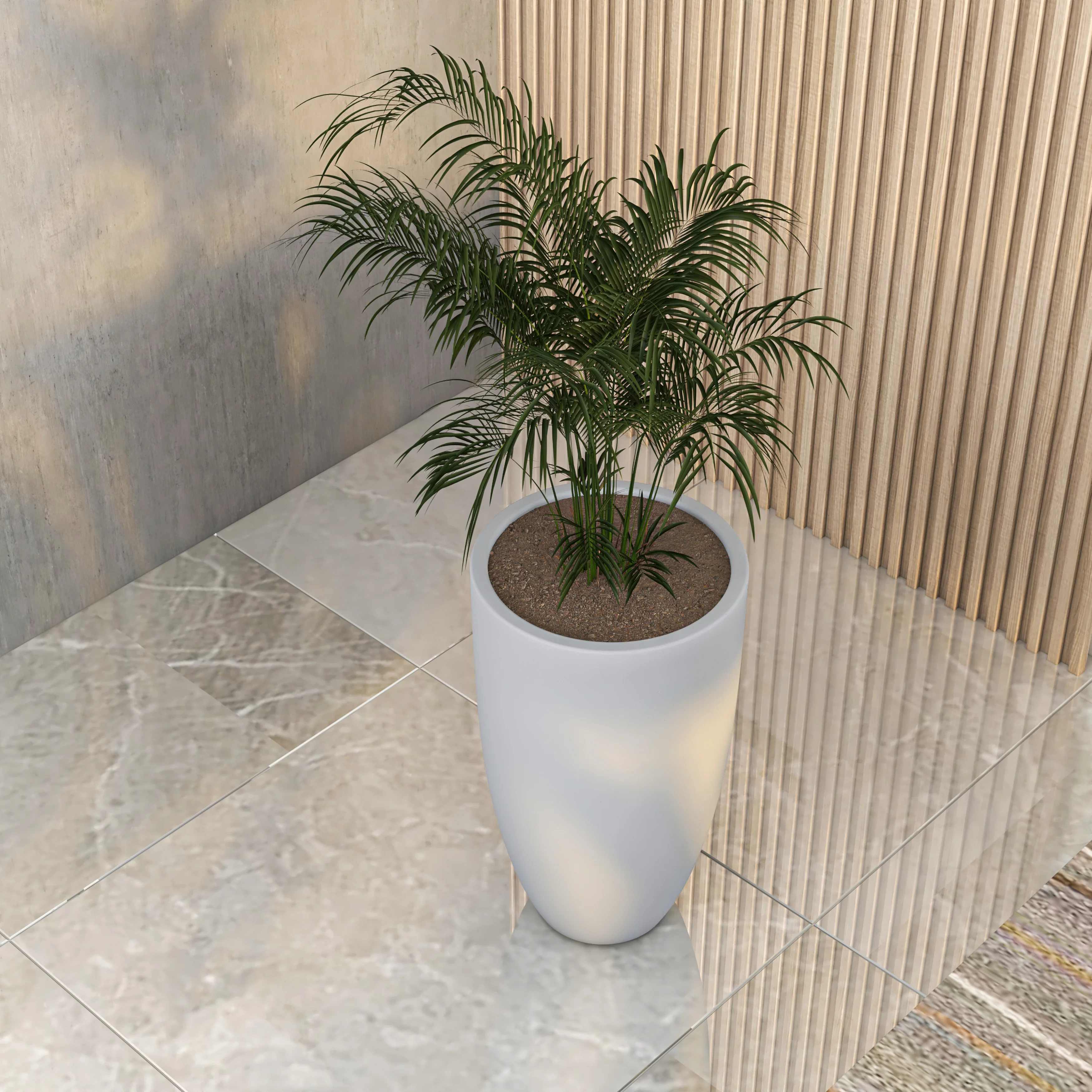 Crete Series Poly Stone Planter in Aged Concrete 13.4 Dia, 23.6 High