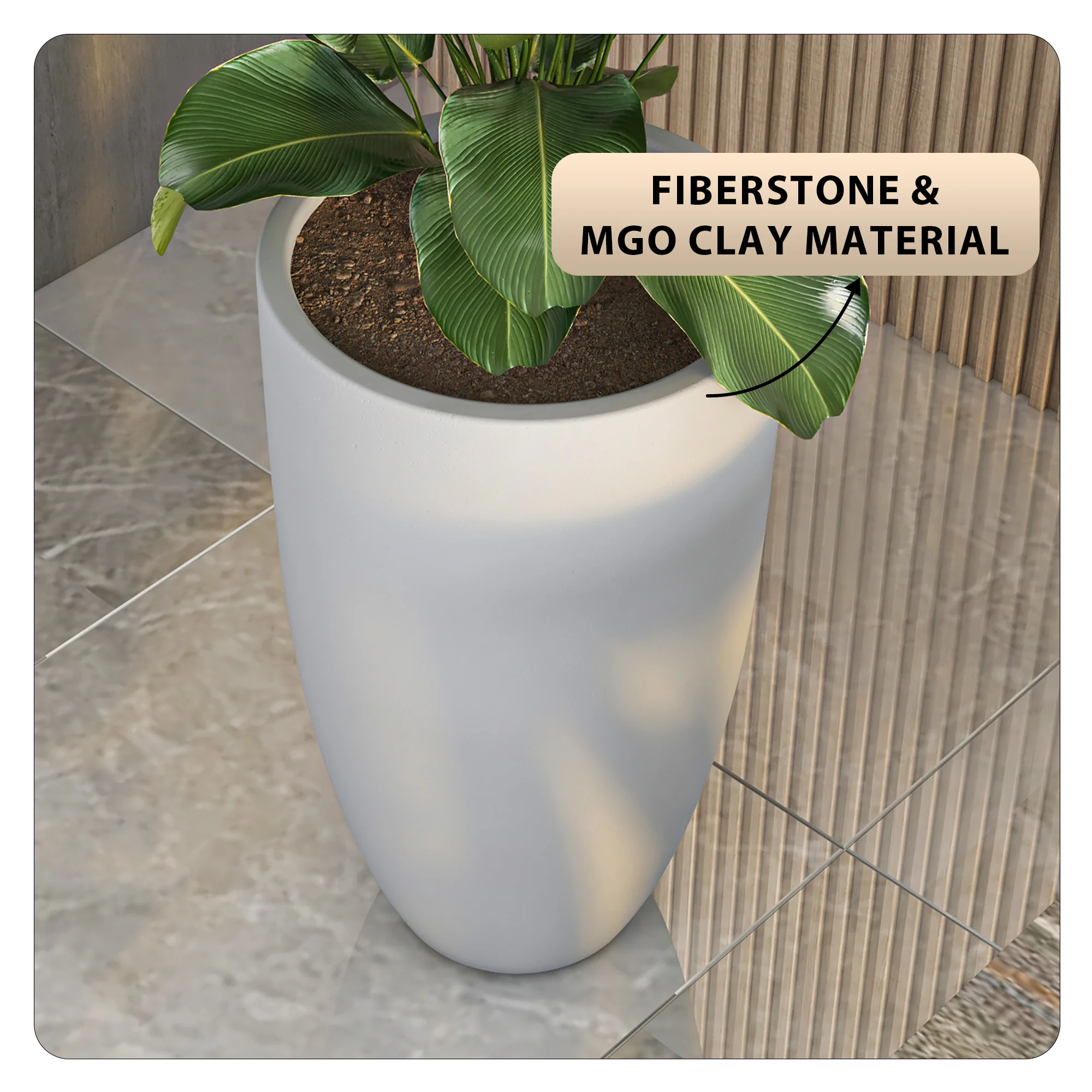 Crete Series Poly Stone Planter in Aged Concrete 17.3 Dia, 31.5 High