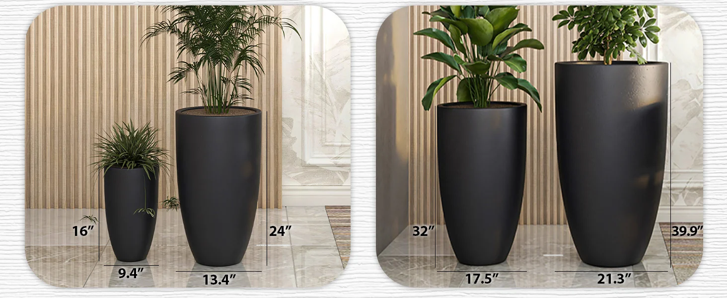 Crete Series Poly Stone Planter in Aged Concrete 17.3 Dia, 31.5 High