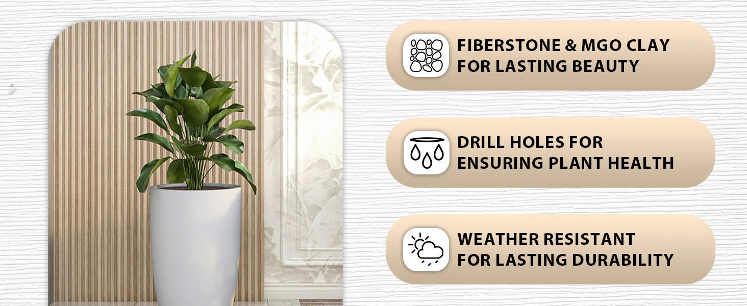 Crete Series Poly Stone Planter in Aged Concrete 17.3 Dia, 31.5 High