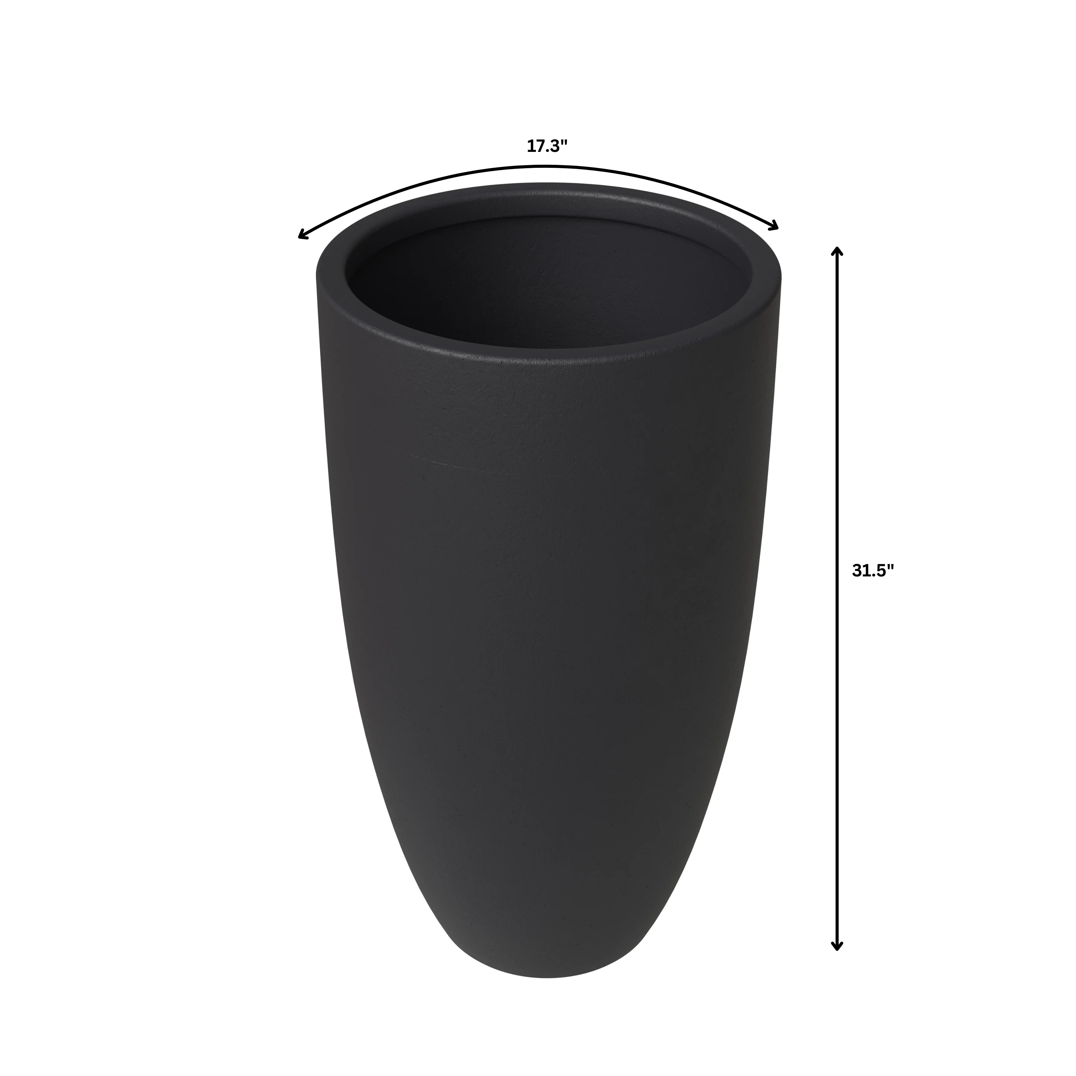 Crete Series Poly Stone Planter in Black 17.3 Dia, 31.5 High