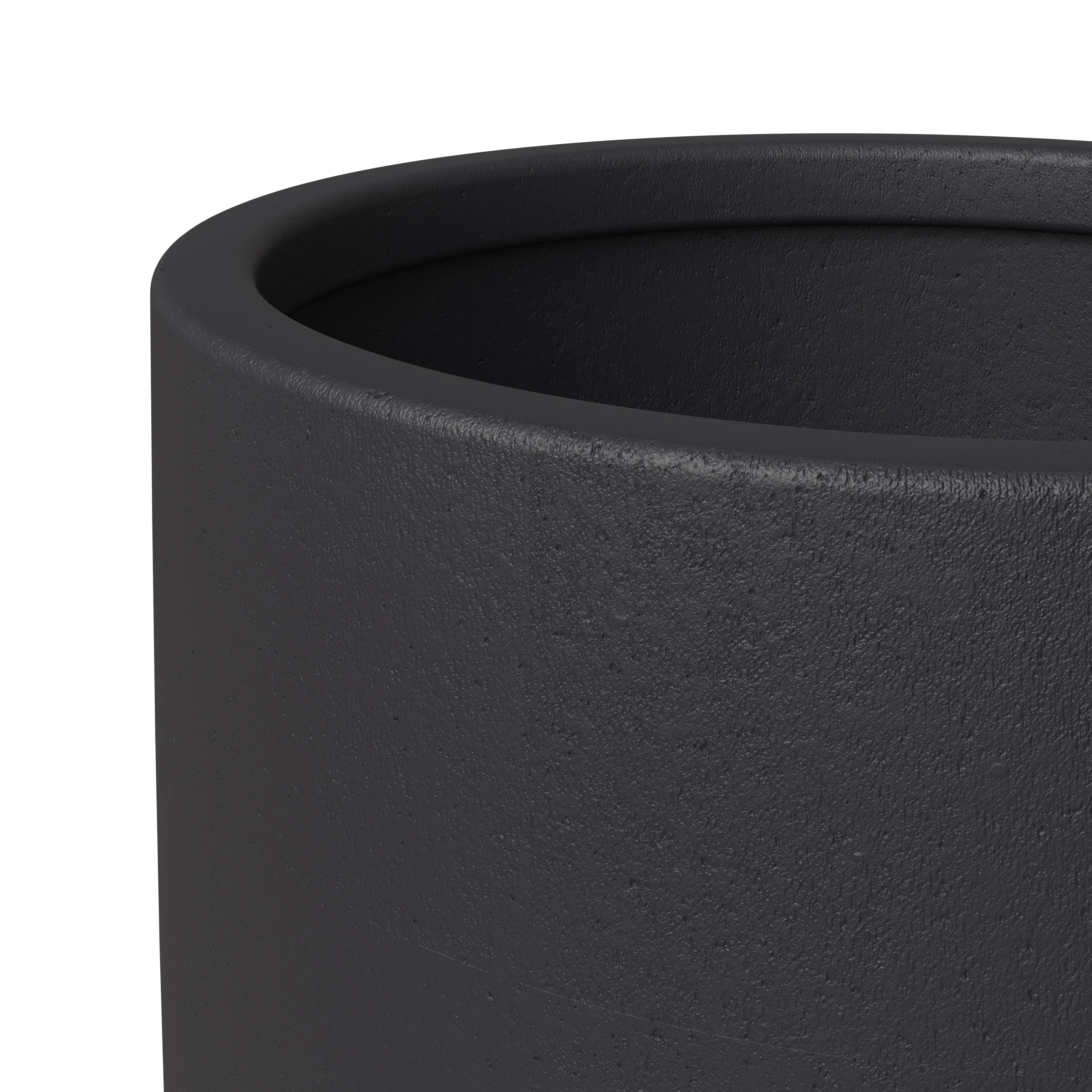 Crete Series Poly Stone Planter in Black 17.3 Dia, 31.5 High