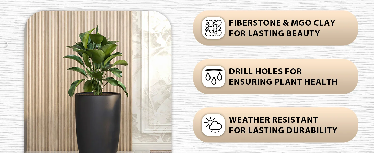 Crete Series Poly Stone Planter in Black 17.3 Dia, 31.5 High