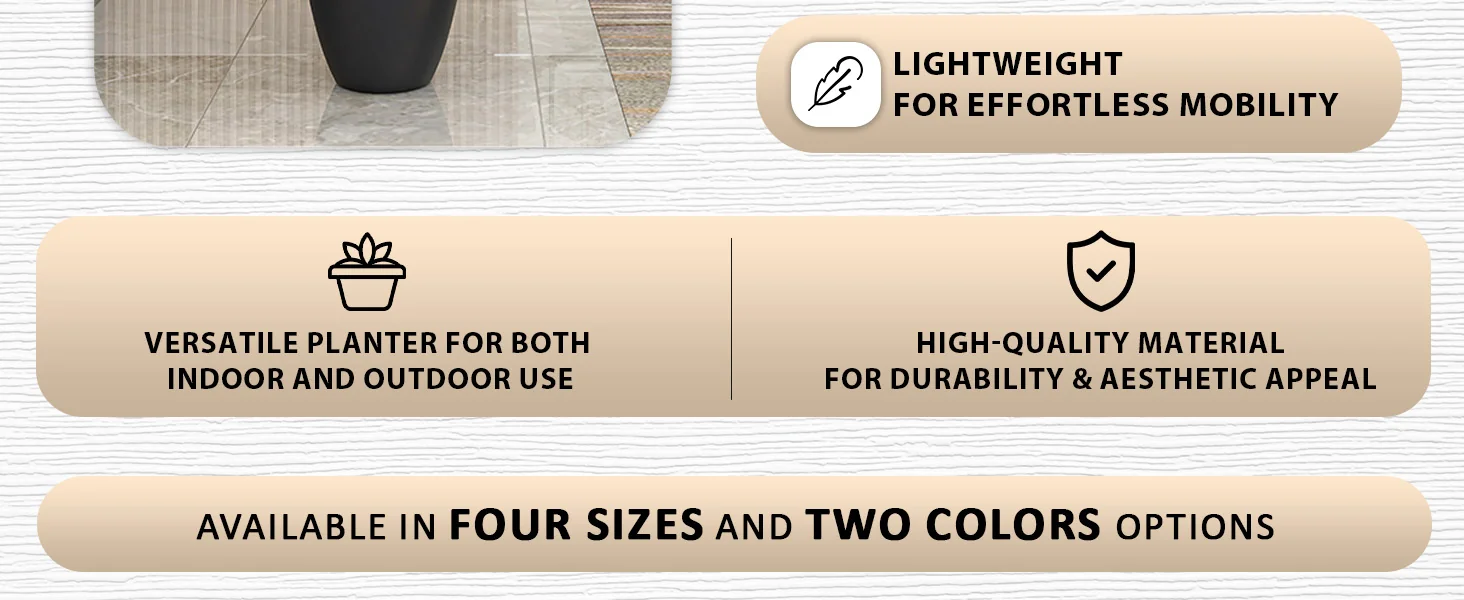 Crete Series Poly Stone Planter in Black 17.3 Dia, 31.5 High