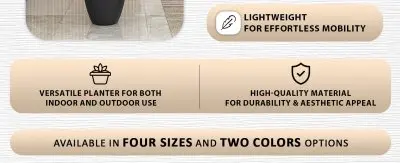 Crete Series Poly Stone Planter in Black 17.3 Dia, 31.5 High