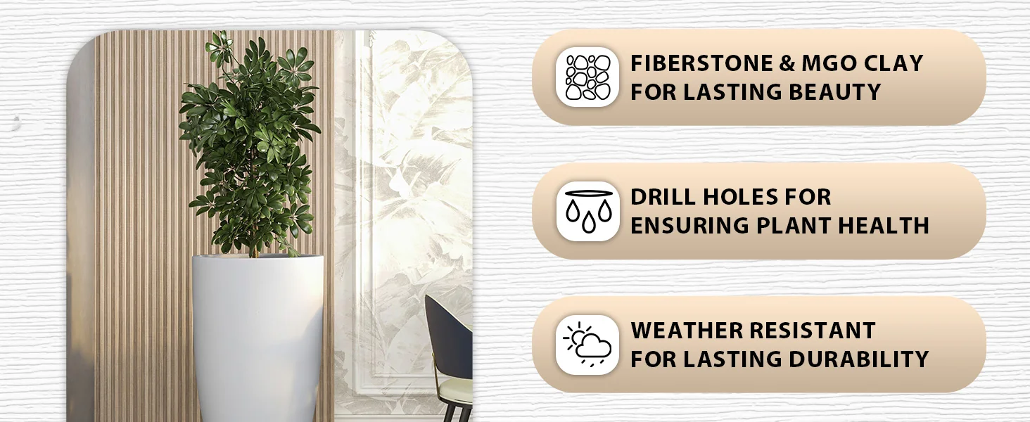 Crete Series Poly Stone Planter in Aged Concrete 21.3 Dia, 39.4 High