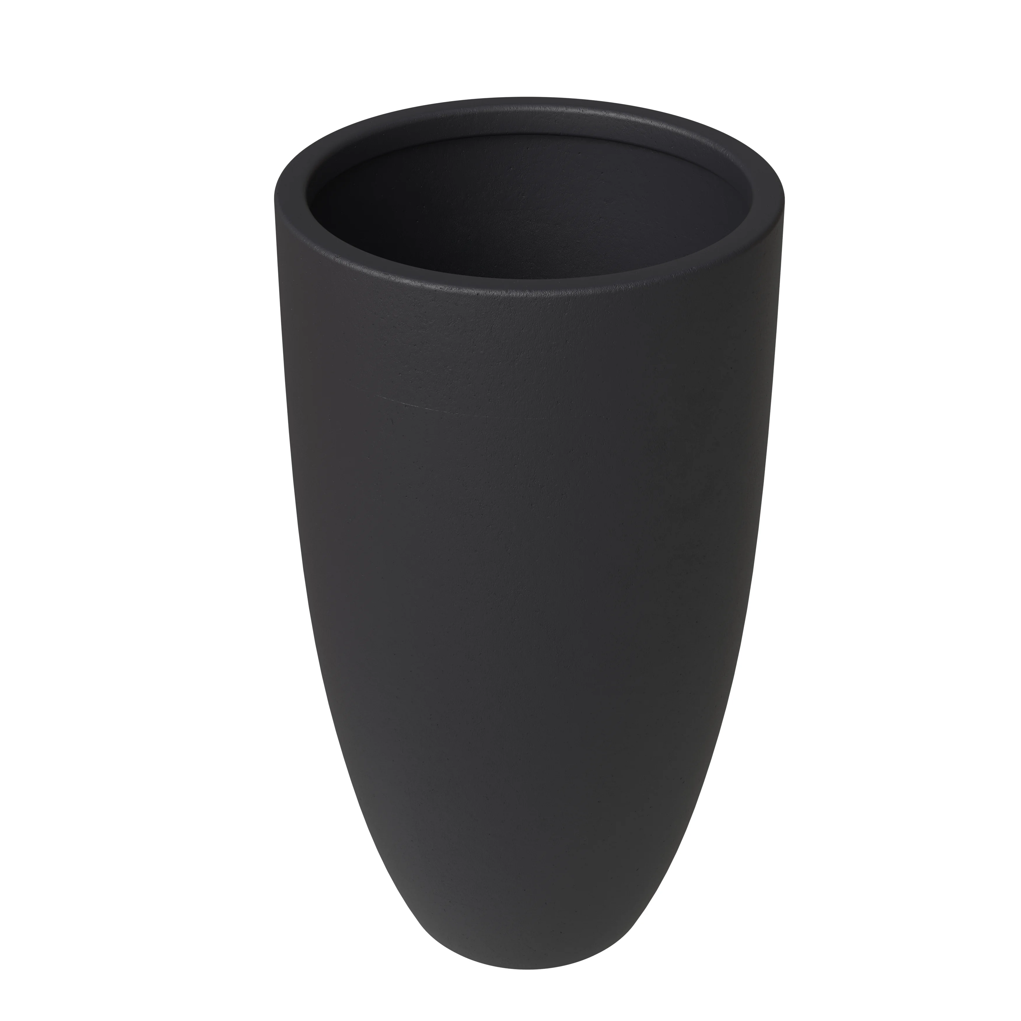 Crete Series Poly Stone Planter in Black 21.3 Dia, 39.4 High