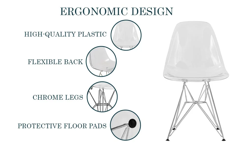 Cresco Molded Eiffel Side Chair, Set of 4