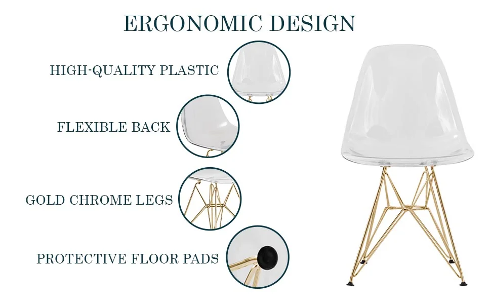 Cresco Molded Eiffel Side Chair with Gold Base