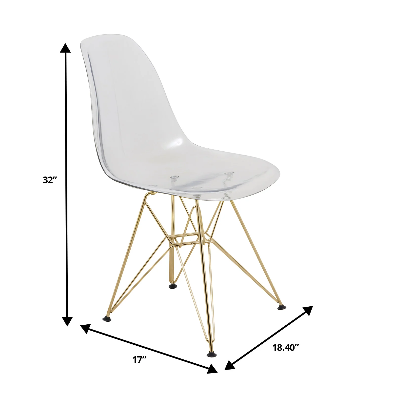Cresco Molded Eiffel Side Chair with Gold Base