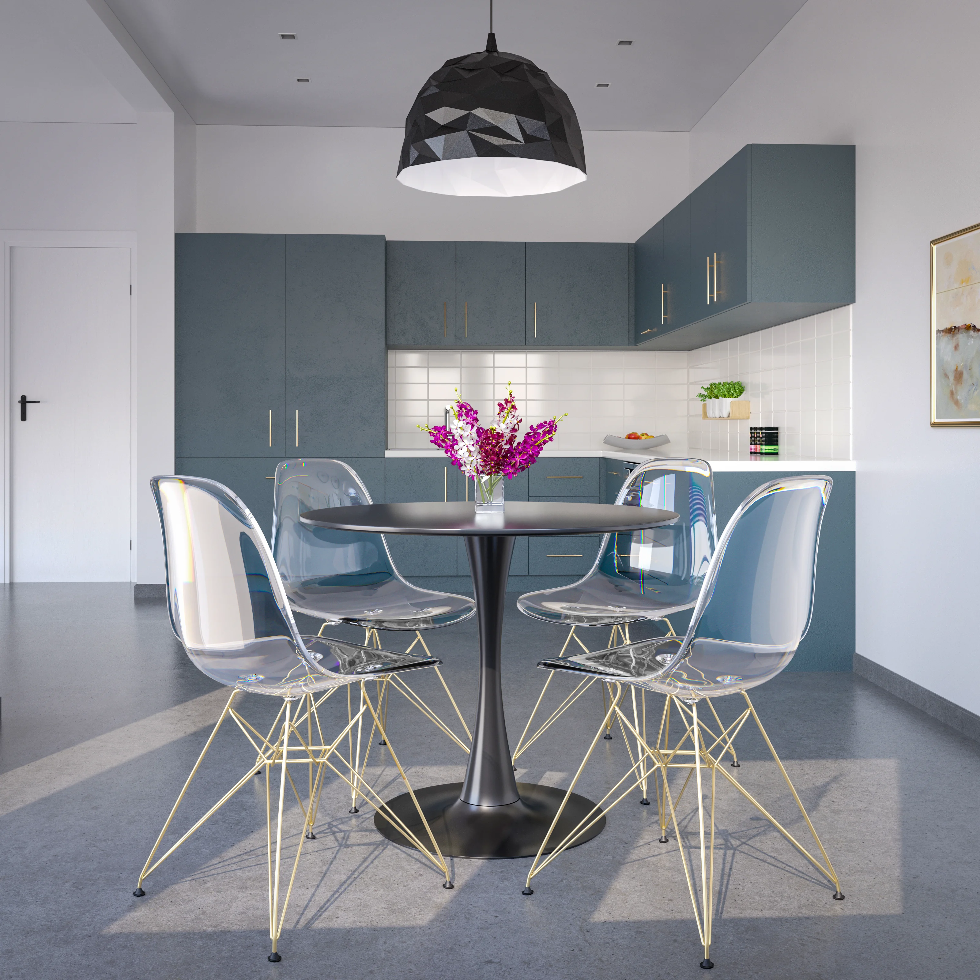 Cresco Molded Eiffel Side Chair with Gold Base, Set of 2