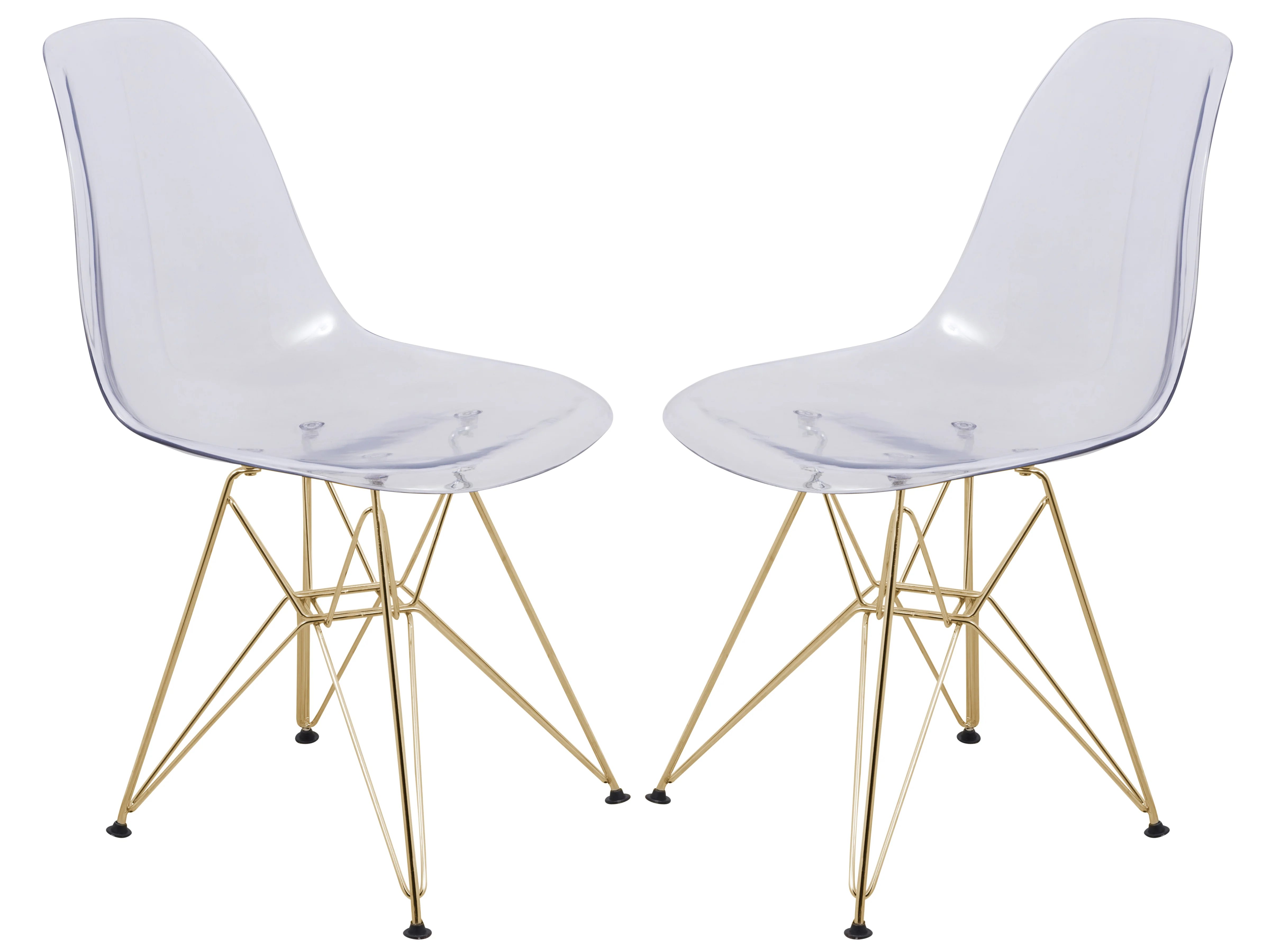 Cresco Molded Eiffel Side Chair with Gold Base, Set of 2