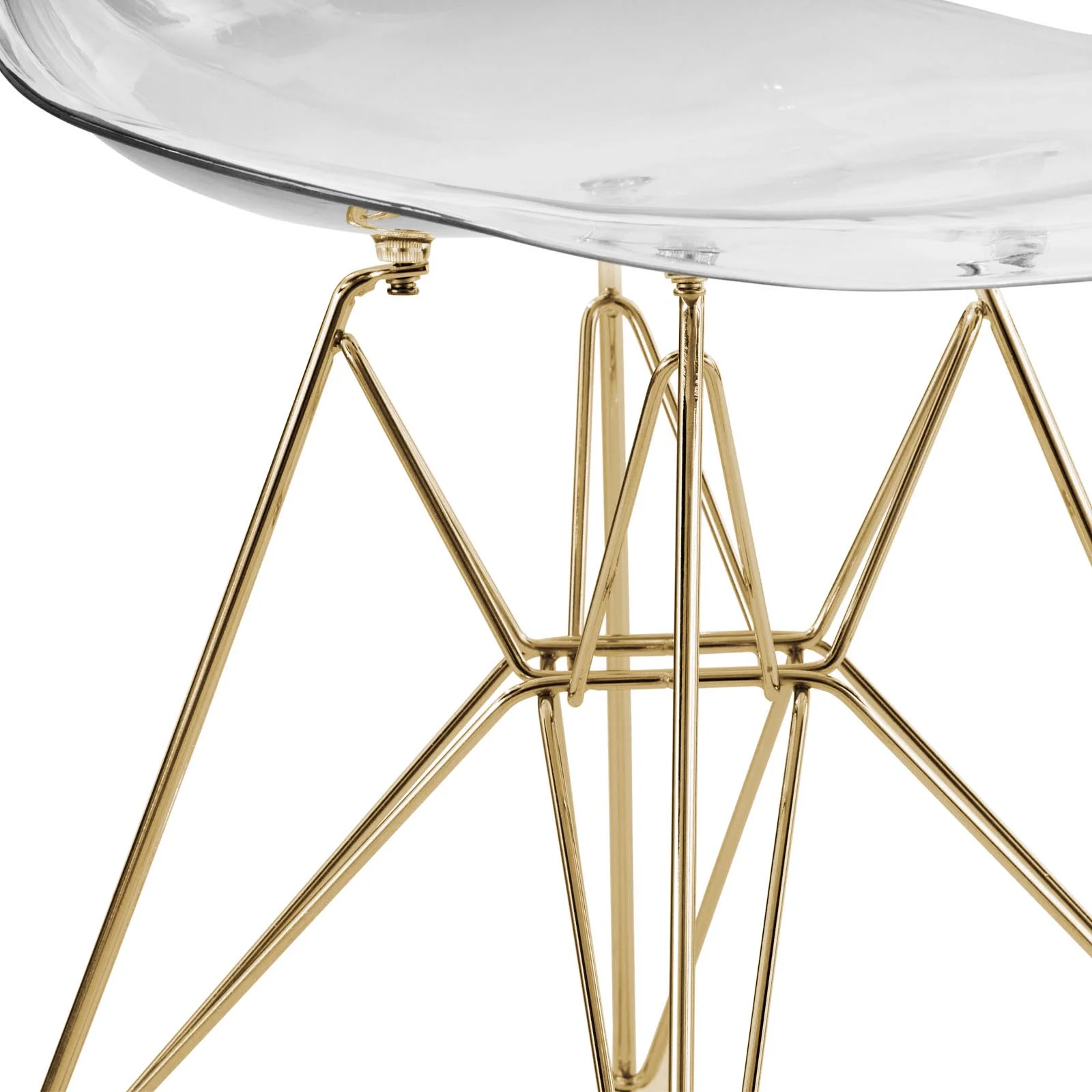 Cresco Molded Eiffel Side Chair with Gold Base, Set of 4