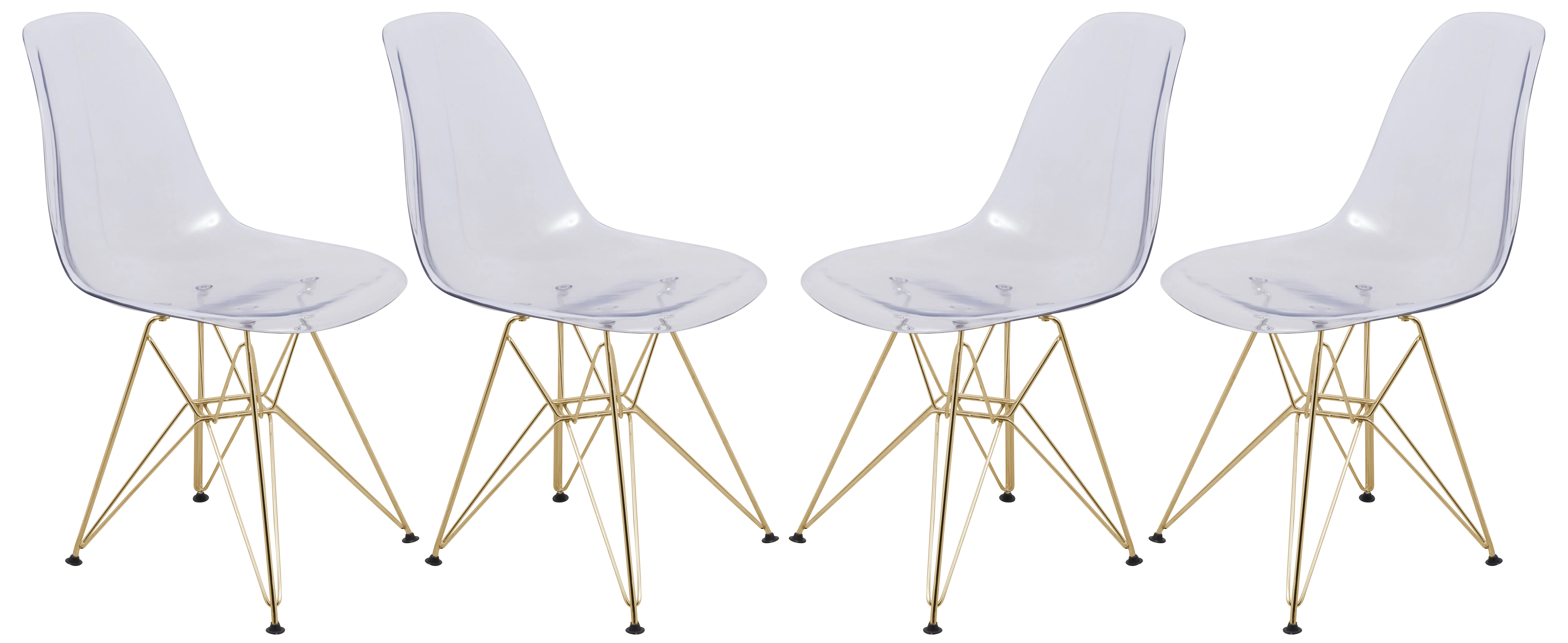 Cresco Molded Eiffel Side Chair with Gold Base, Set of 4