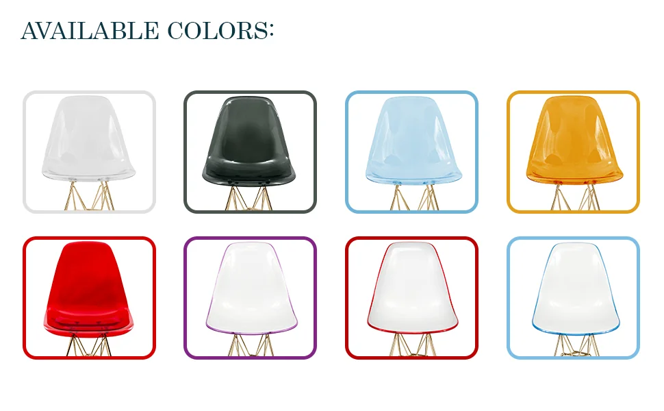 Cresco Molded Eiffel Side Chair with Gold Base