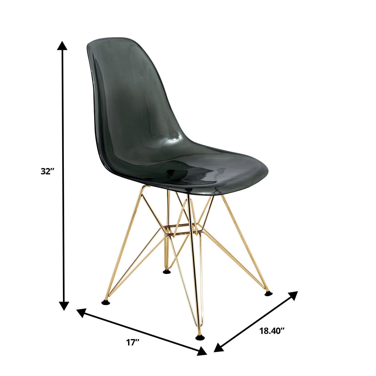 Cresco Molded Eiffel Side Chair with Gold Base