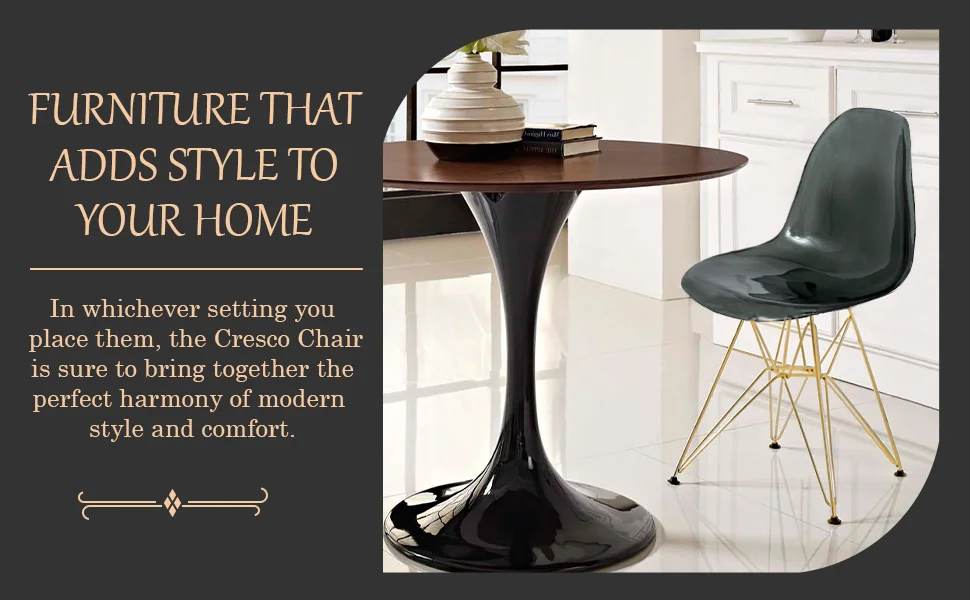 Cresco Molded Eiffel Side Chair with Gold Base, Set of 2