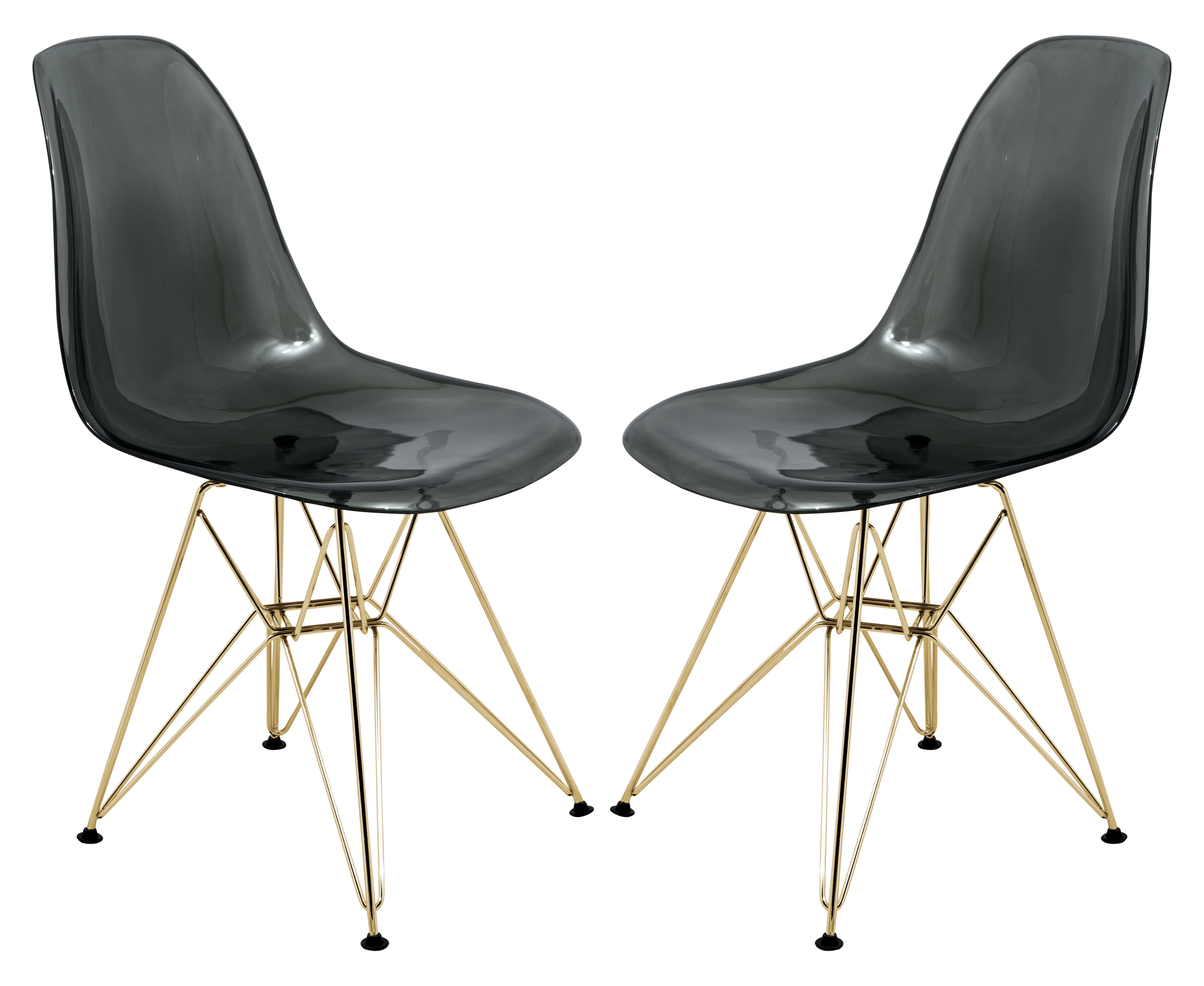 Cresco Molded Eiffel Side Chair with Gold Base, Set of 2