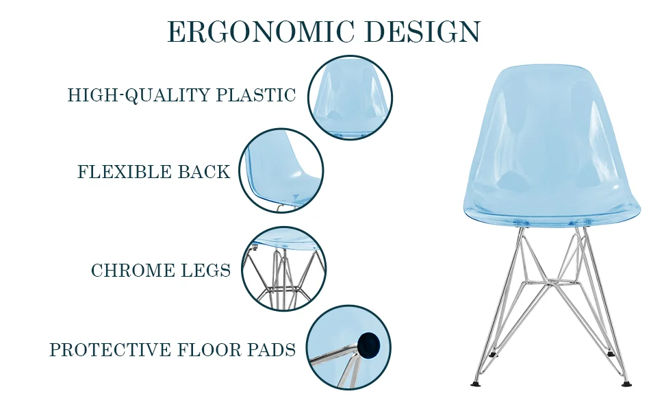 Cresco Molded Eiffel Side Chair, Set of 2