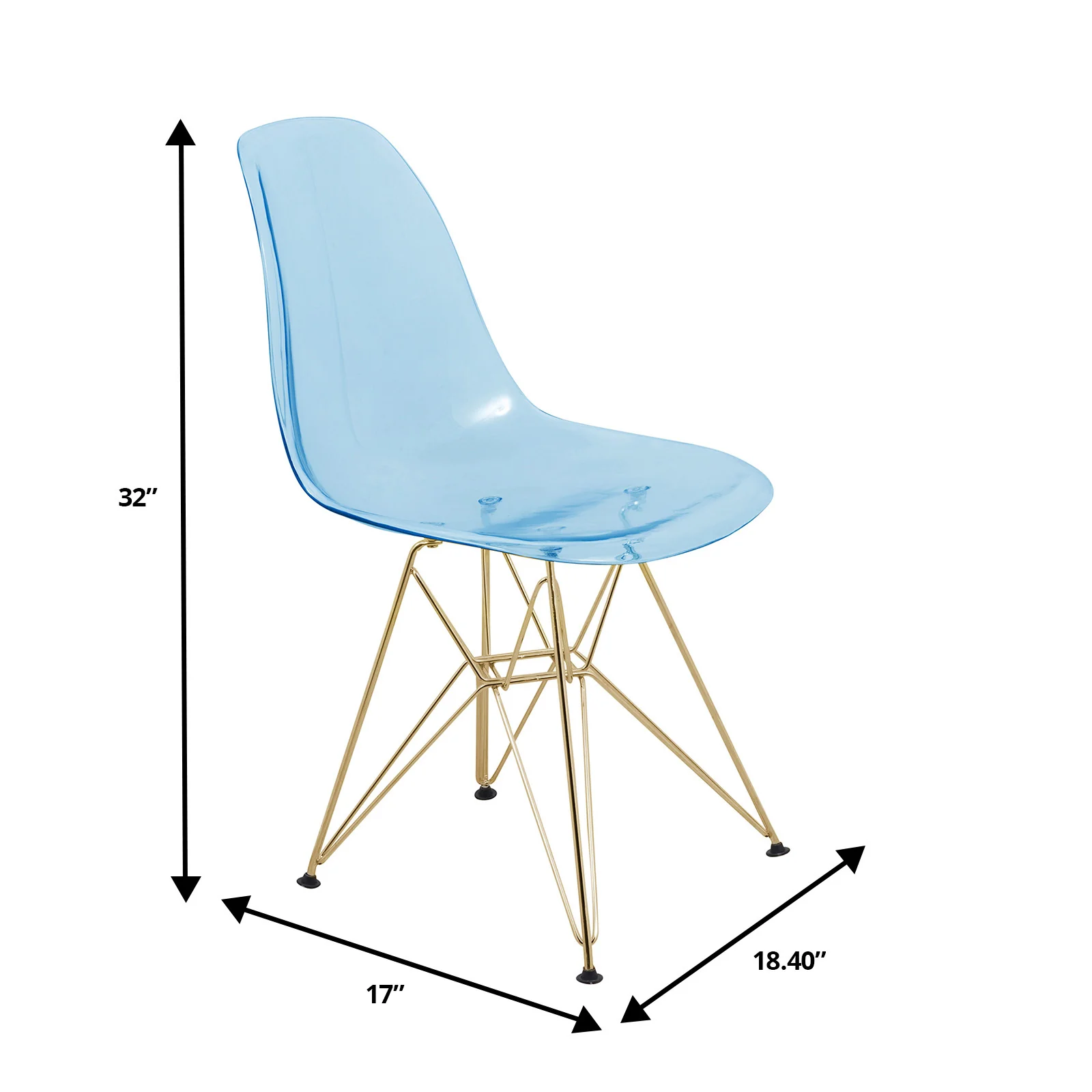 Cresco Molded Eiffel Side Chair with Gold Base