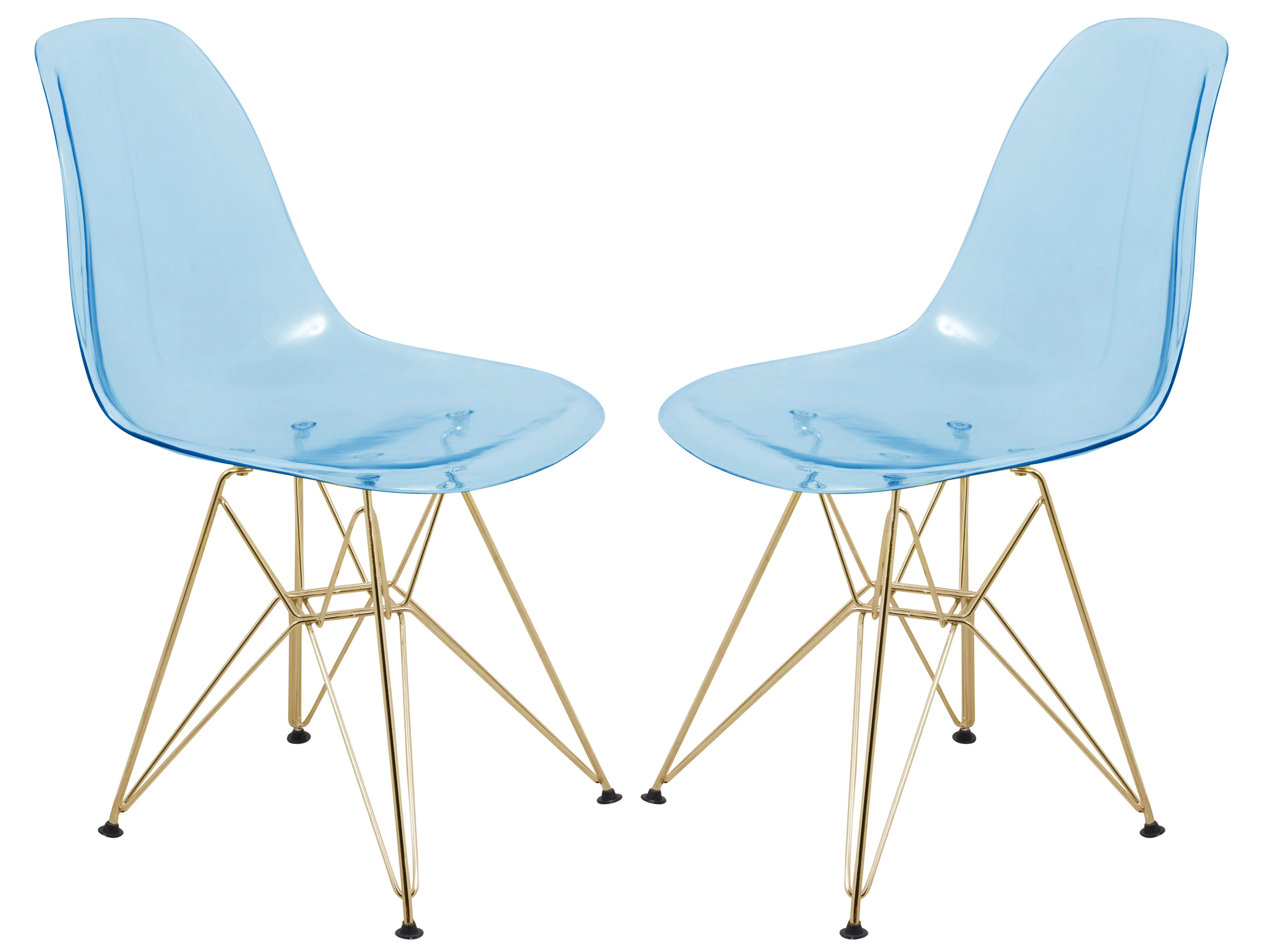 Cresco Molded Eiffel Side Chair with Gold Base, Set of 2