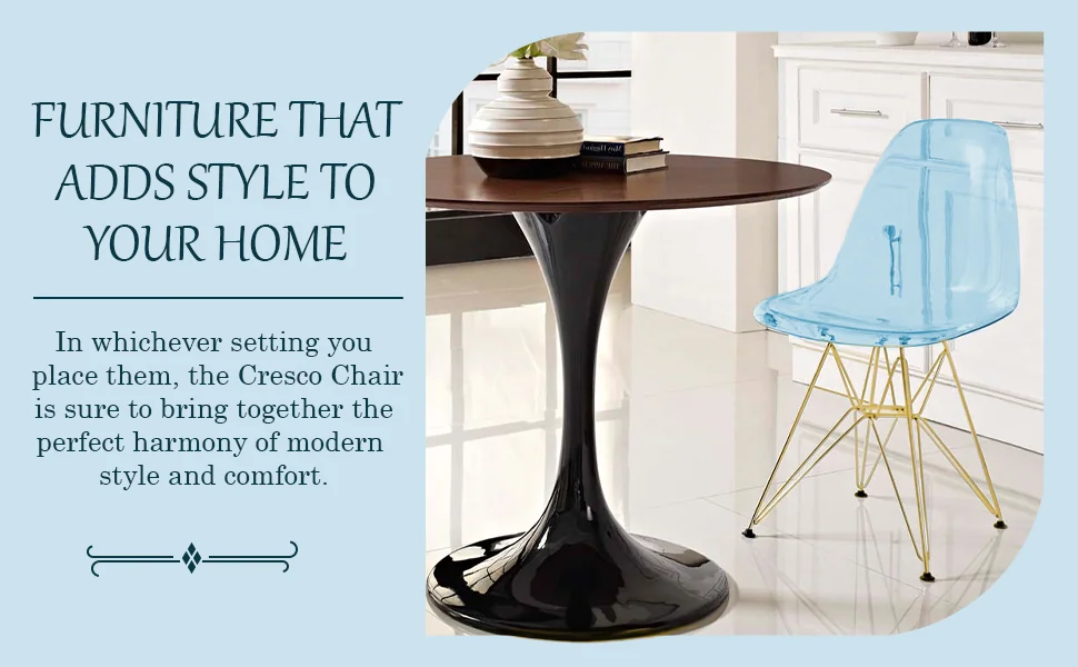 Cresco Molded Eiffel Side Chair with Gold Base, Set of 4