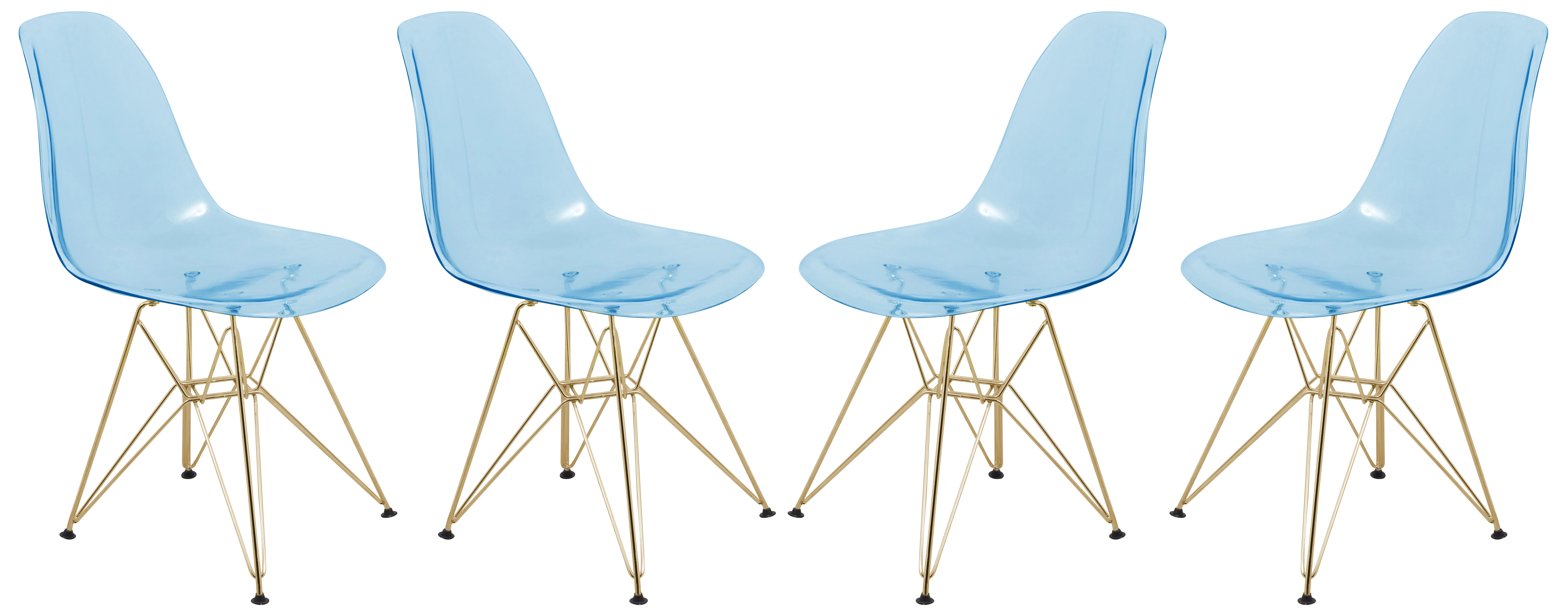 Cresco Molded Eiffel Side Chair with Gold Base, Set of 4